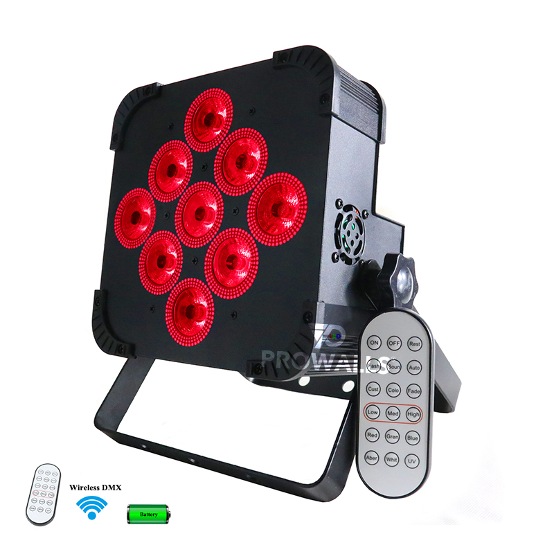 تعمل بالضافة التي تعمل بالطاقة 9*18W RGBWA-UV Wireless LED بطارية PAR